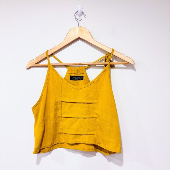 COKLUCH – Mustard cropped camisole top | Summer wear | X-Small * - Picture 1 of 8